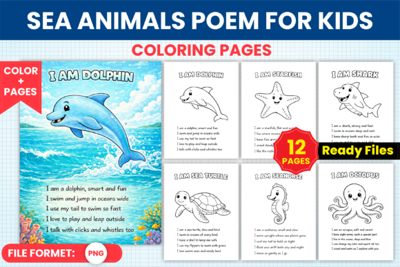 Download Sea Animals Poem Coloring Pages for Kids - Coloring Collection