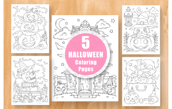 Download 5 Halloween Coloring Pages, Bundle - Coloring Collection