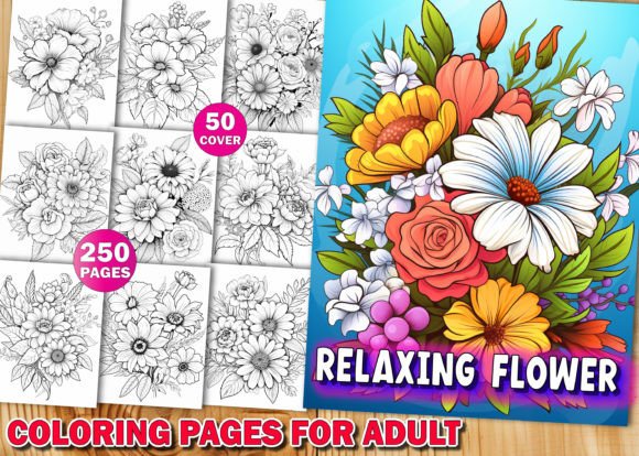 Download 250 Relaxing Flowers Coloring Pages Book - Coloring Collection