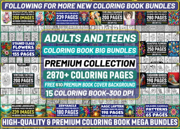 Download Adults-Teens Coloring Book Big Bundles - Coloring Collection