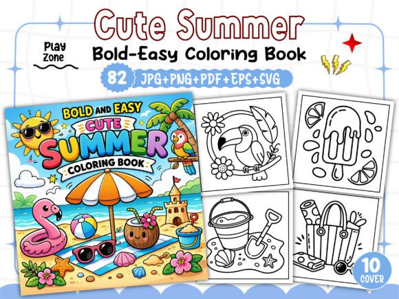 Download Bold and Easy Cute Summer Coloring Book - Coloring Collection