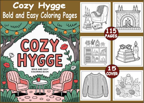 Download Cozy Hygge Bold and Easy Coloring Pages - Coloring Collection