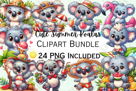 Download Cute Cartoon Summer Koalas Clipart - Premium Resources