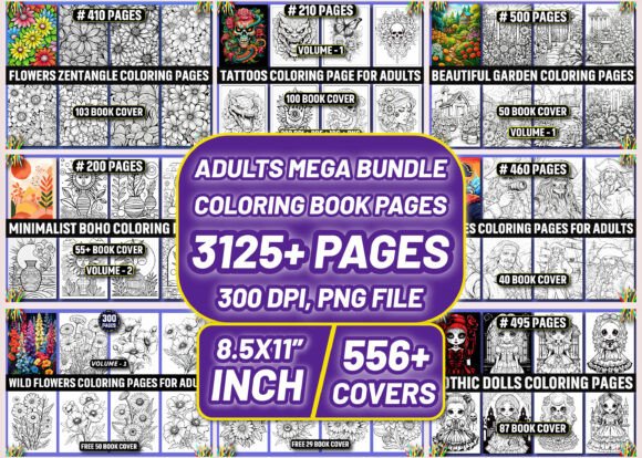 Download 3125 Adults Mega Coloring Pages Bundle - Coloring Collection