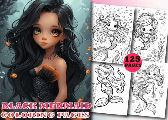 Download Black Mermaid Coloring Book for Kids V-2 - Coloring Collection