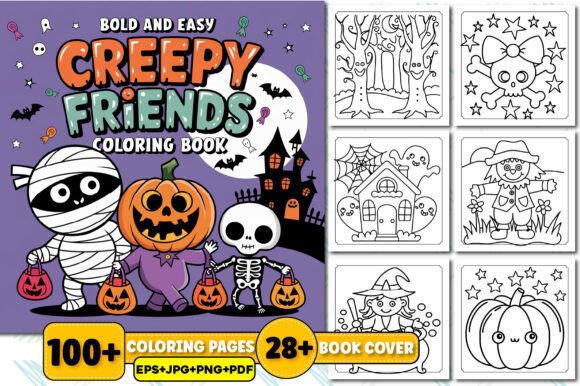 Download Bold &amp; Easy Creepy Friends Coloring Book - Coloring Collection