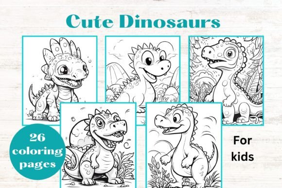 Download CUTE DINOSAURS Kids Coloring Book Pages - Coloring Collection