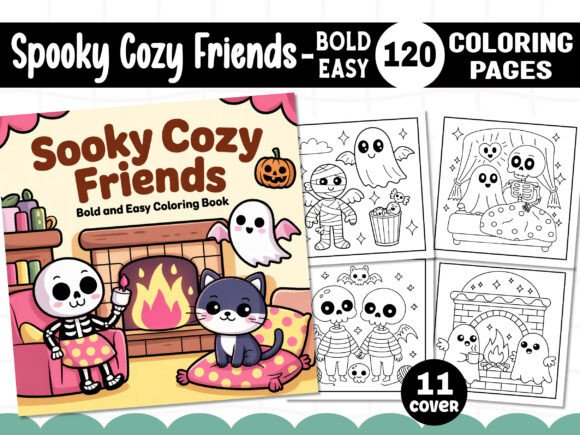 Download Spooky Cozy Friends Coloring Pages - KDP - Coloring Collection