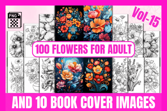 Download 100 Flowers Adult Coloring Pages Vol-15 - Coloring Collection