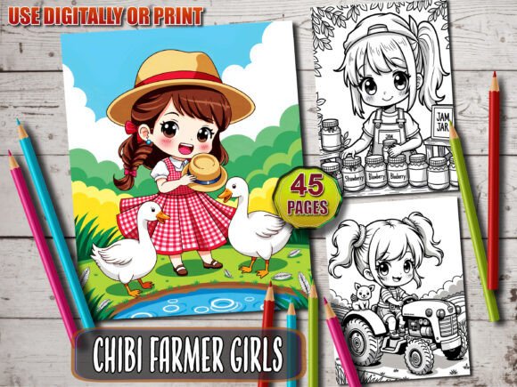 Download Chibi Farmer Girls Coloring Book - Coloring Collection