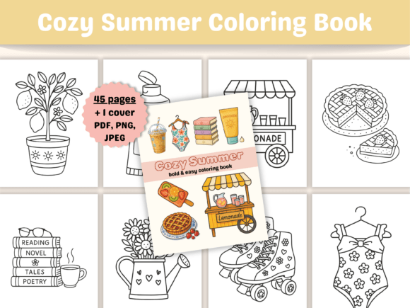 Download Cozy Summer Bold &amp; Easy Coloring Book - Coloring Collection
