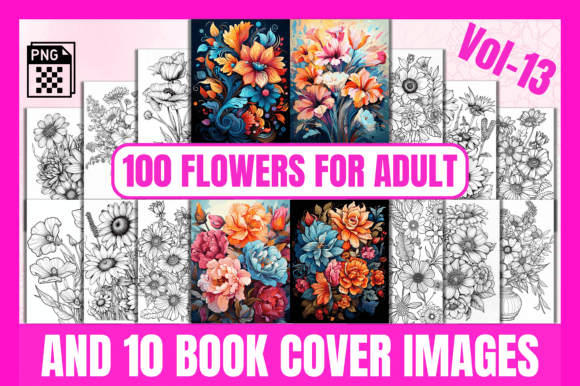 Download 100 Flowers Adult Coloring Pages Vol-13 - Coloring Collection