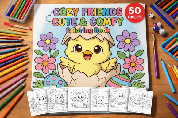 Download Cozy Friends Cute &amp; Comfy Coloring Book - Coloring Collection