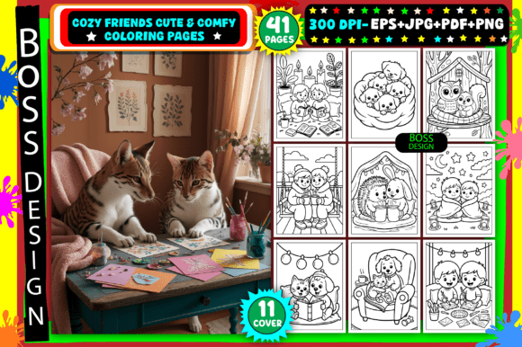 Download Cozy Friends Cute &amp; Comfy Coloring Pages - Coloring Collection
