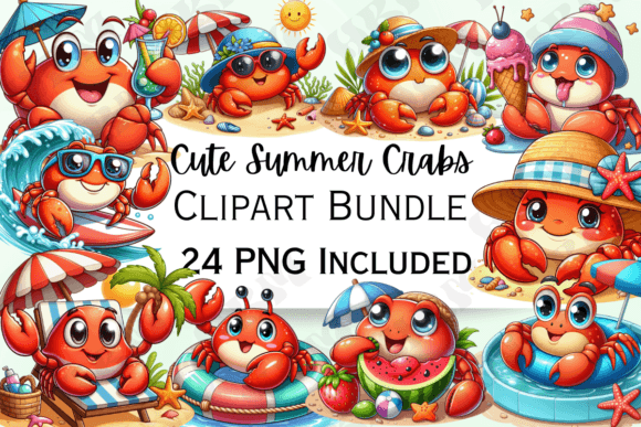 Download Cute Cartoon Summer Crabs Clipart - Premium Resources