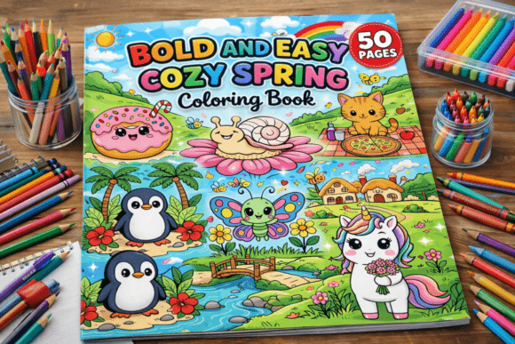 Download Bold and Easy Cute Spring Coloring Book - Coloring Collection