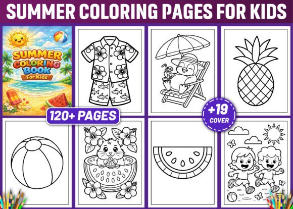 Download 120 SUMMER COLORING PAGES for KIDS-KDP - Coloring Collection