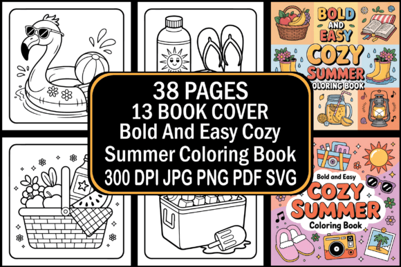 Download Bold and Easy Cozy Summer Coloring Book - Coloring Collection