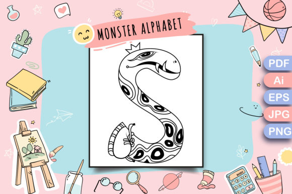 Download Monster Alphabet Coloring Page Letter S - Coloring Collection