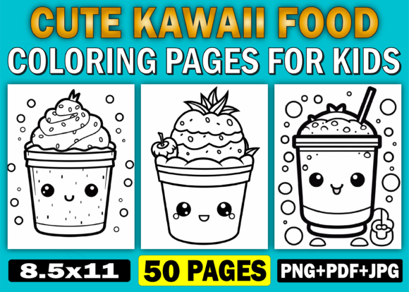Download Cute Kawaii Food Coloring Pages for Kids - Coloring Collection