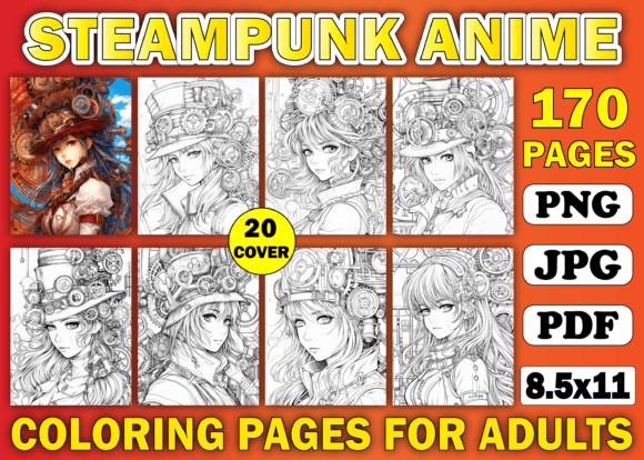 Download Steampunk Anime Coloring Book for Adults - Coloring Collection