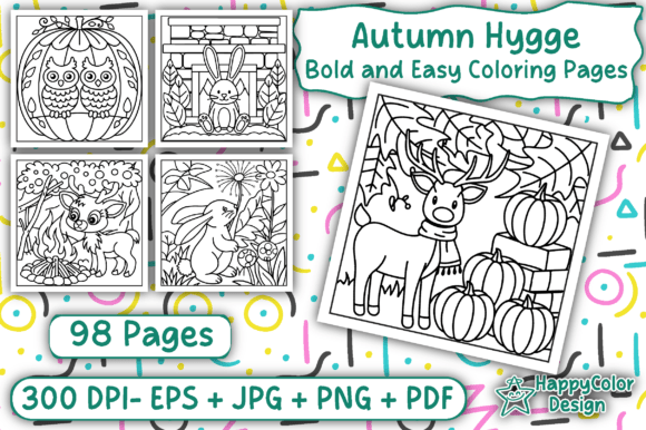 Download Autumn Hygge Bold and Easy Coloring Book - Coloring Collection