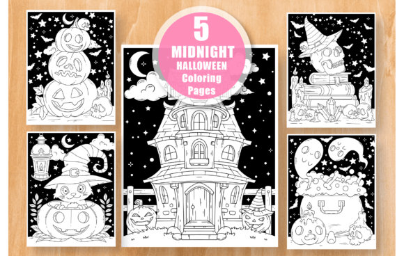 Download Midnight Halloween Coloring Pages Bundle - Coloring Collection