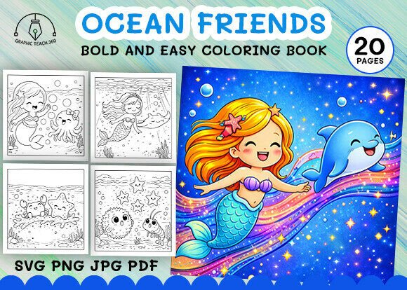 Download Bold &amp; Easy Ocean Friends Coloring - Coloring Collection