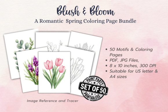 Download 50 Spring Floral Coloring Pages Bundle - Coloring Collection