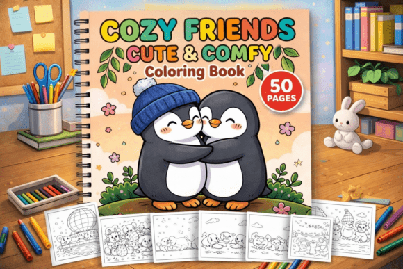 Download Cozy Friends Cute &amp; Comfy Coloring Book - Coloring Collection