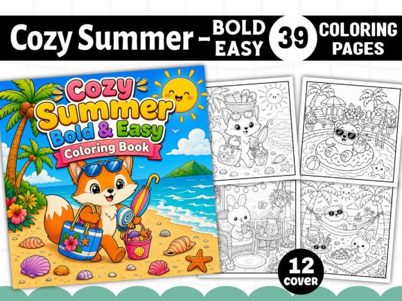 Download Cozy Summer Bold and Easy Coloring Book - Coloring Collection