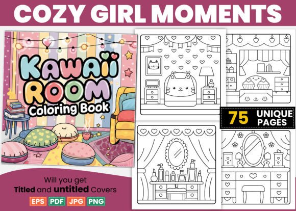 Download Bold Easy Cozy Kawaii Room Coloring Book - Coloring Collection