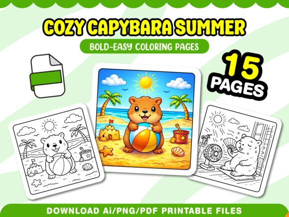 Download Cozy Capybara Summer Coloring Pages - Coloring Collection