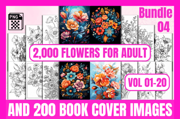 Download 2000 Flowers Coloring Pages Bundle-04 - Coloring Collection