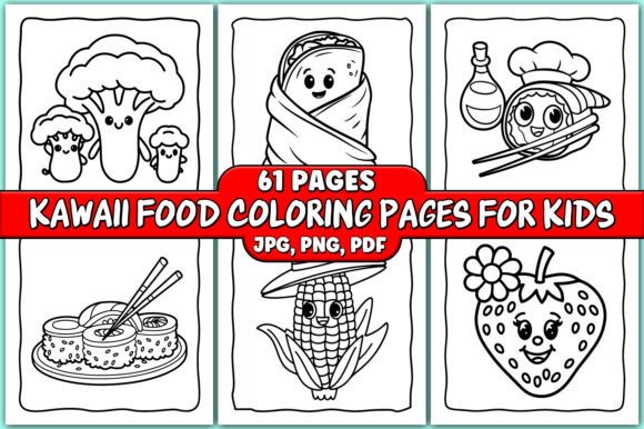 Download Cute Kawaii Food Coloring Pages for Kids - Premium Resources