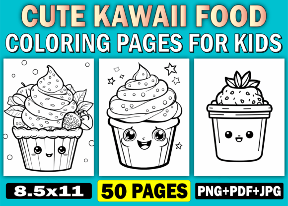 Download Cute Kawaii Food Coloring Pages for Kids - Coloring Collection