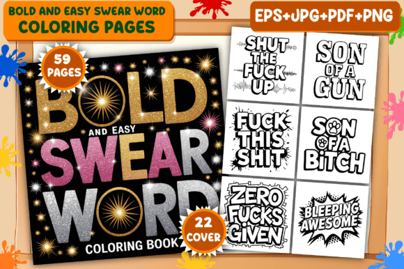 Download ADULT - Bold and Easy Swear Word Coloring Pages - Coloring Collection