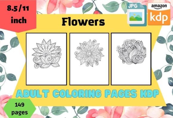 Download Flowers Adult Coloring Pages KDP - Coloring Collection