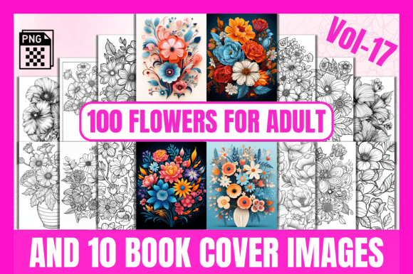 Download 100 Flowers Adult Coloring Pages Vol-17 - Coloring Collection