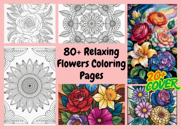 Download 80+ Relaxing Flowers Coloring Pages- KDP - Coloring Collection