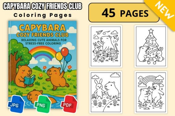 Download Capybara Cozy Friends Coloring Book - Coloring Collection