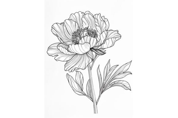 Download Peony Flower Coloring Page - Coloring Collection