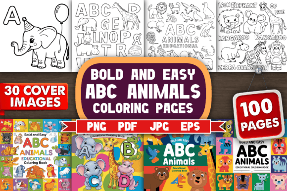 Download Bold and Easy ABC Animals Coloring Page - Coloring Collection