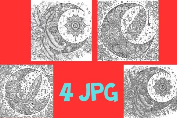 Download Boho Chic Moon Kdp Coloring for Adult - Coloring Collection